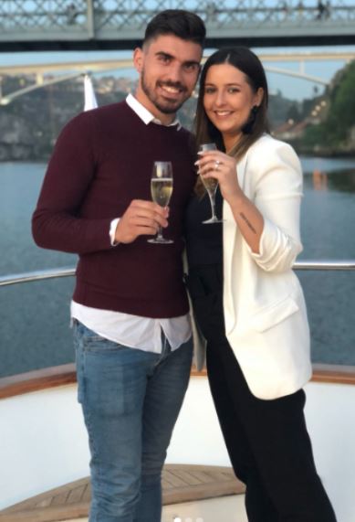 Ruben Neves and Debora Lourenco celebrating after the romantic proposal in 2018